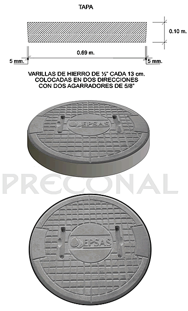 Tapa Hº Aº DN 700 Marco, Prefabricados de Concreto El Alto