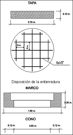 Detalle Tapa circular Hº Aº DN 700 y Marco